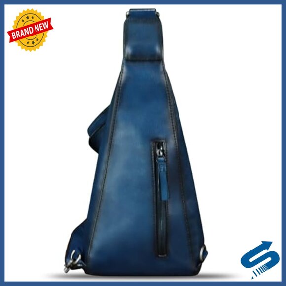 Genuine Leather Sling Backpack Crossbody Bag Unisex 17.5x11x35cm